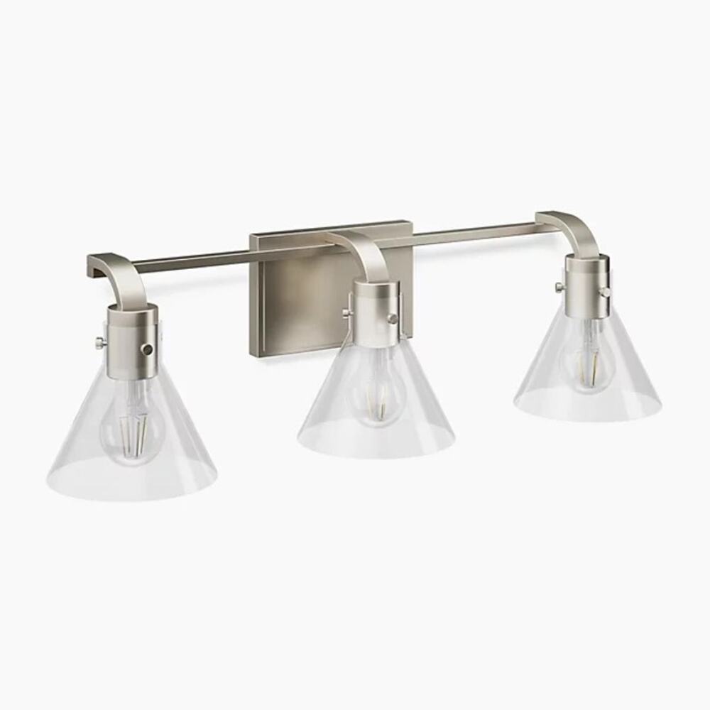 Kohler Orime Three-Light Flared Glass Sconce Brushed Nickel